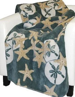 Luxury  Double-Plush Starfish & Sand Dollar Coastal Throw