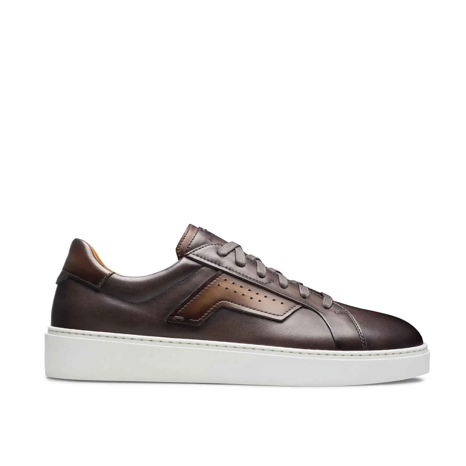 Magnanni Phoenix 25349 Men's Shoes Gray & Brown Calf-Skin Leather Casual Sneakers (MAGS1145)