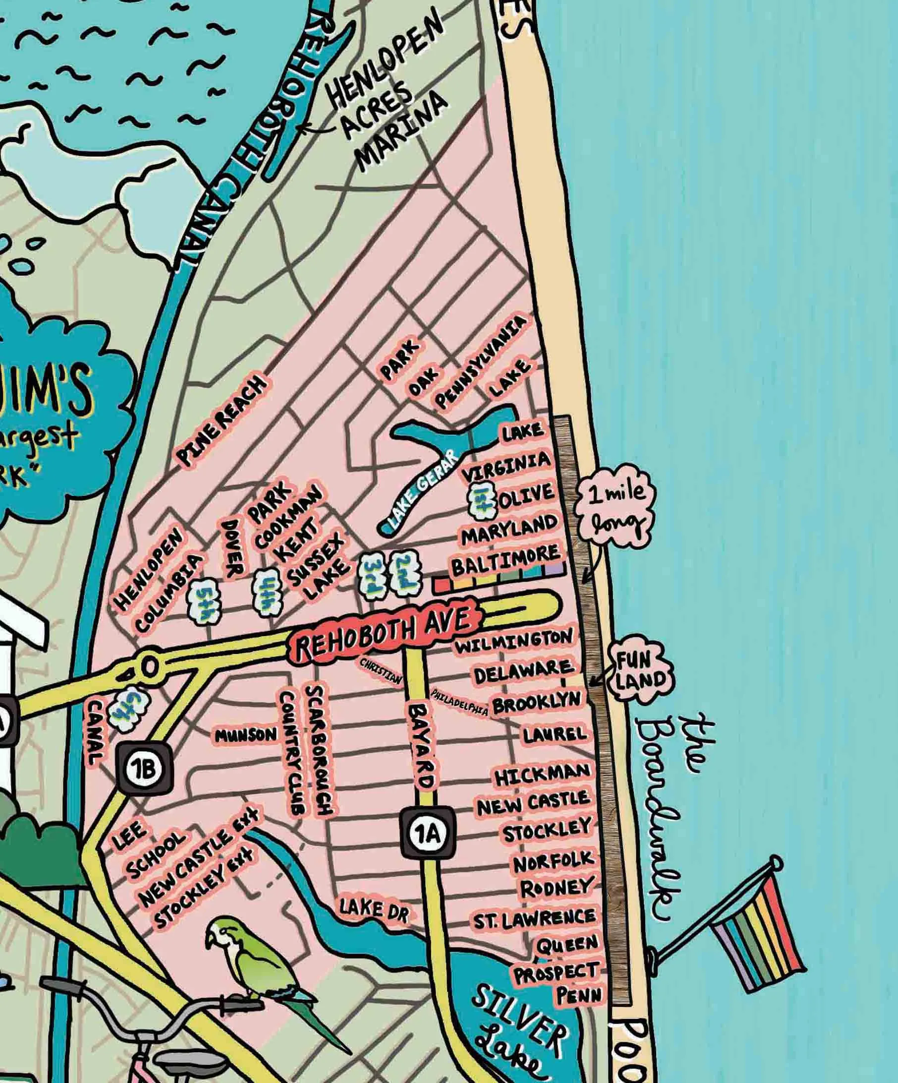 Map of Rehoboth Beach, Delaware (customization and framing options available)