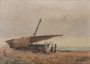 Mediterranean fishing boat - Beach scene