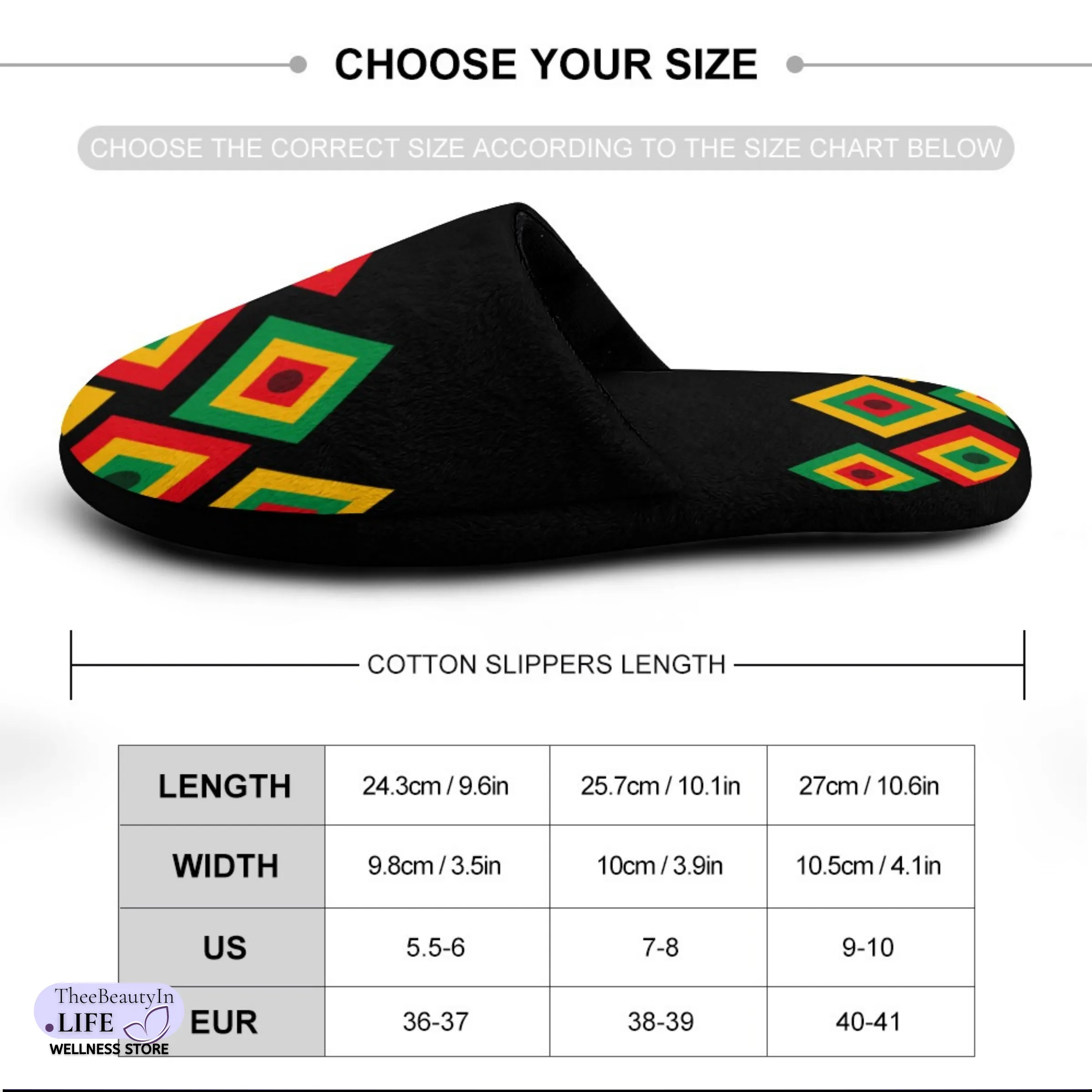 Memory Foam Slippers - Black History | Indoor Shoes for Women | Juneteenth Celebration Aesthetic House Shoes | Bedroom Shoes with Red, Green, and Gold | Cute Slippers with Abstract Diamond Pattern