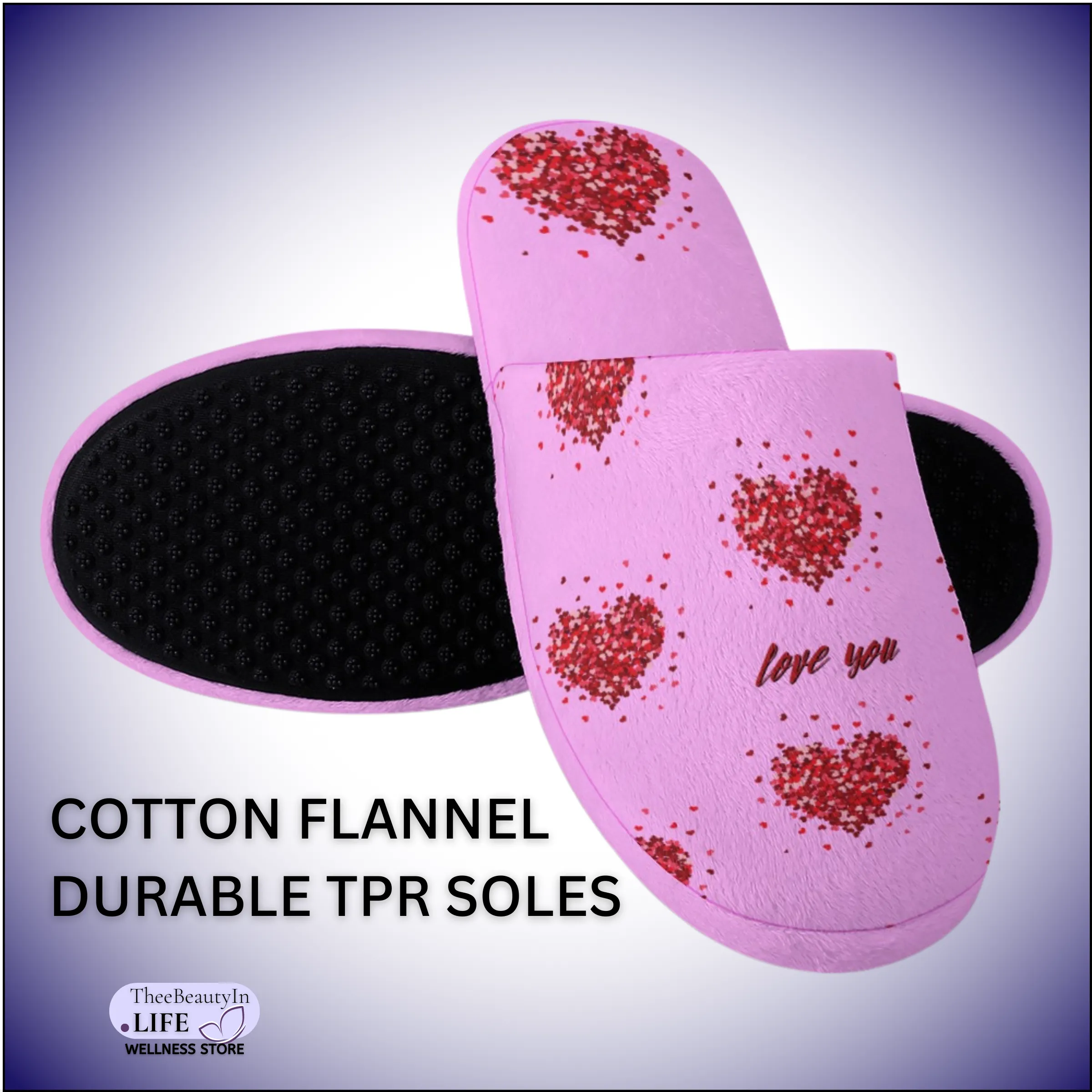 Memory Foam Slippers - Special Valentine | Ladies Slippers with Hearts | Best Valentine's Day Gift Ideas | Pink House Shoes for Women | Cute, Warm, and Plush Bedroom Shoes for Wife