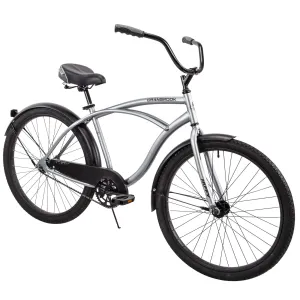 Men's Beach Cruiser Bike 26" Perfect Fit Frame Steel Comfort Ride, Silver