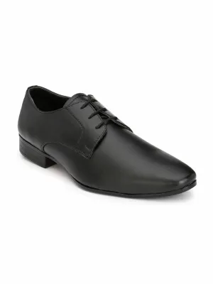 Men's Black Plain Derby Synthetic Leather Formal Shoes