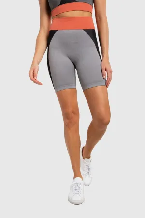 Mono B Seamless Color Block High-Waisted Biker Short - Grey