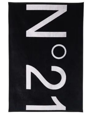 N°21   Logo print cotton terry beach towel 