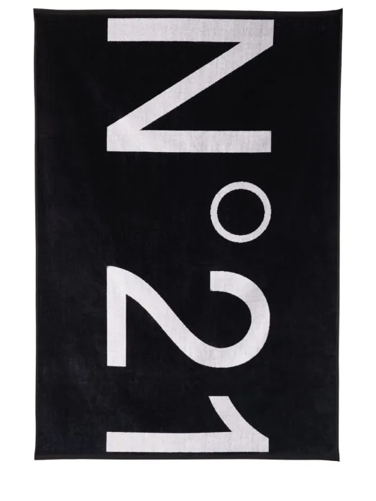 N°21   Logo print cotton terry beach towel 