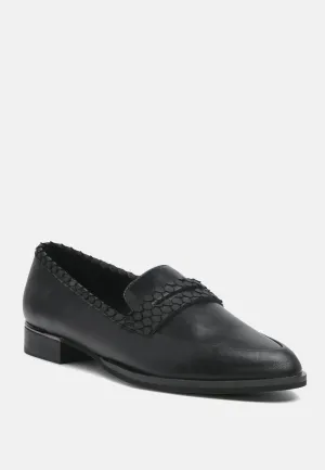 NADIA Black Leather Penny Loafers