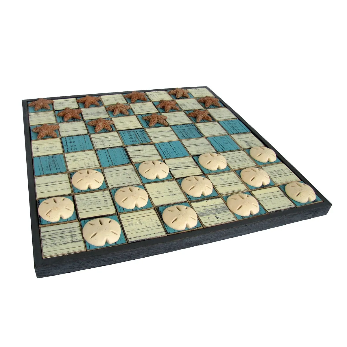 Nautical Wooden Starfish Sea Checkers Board Set