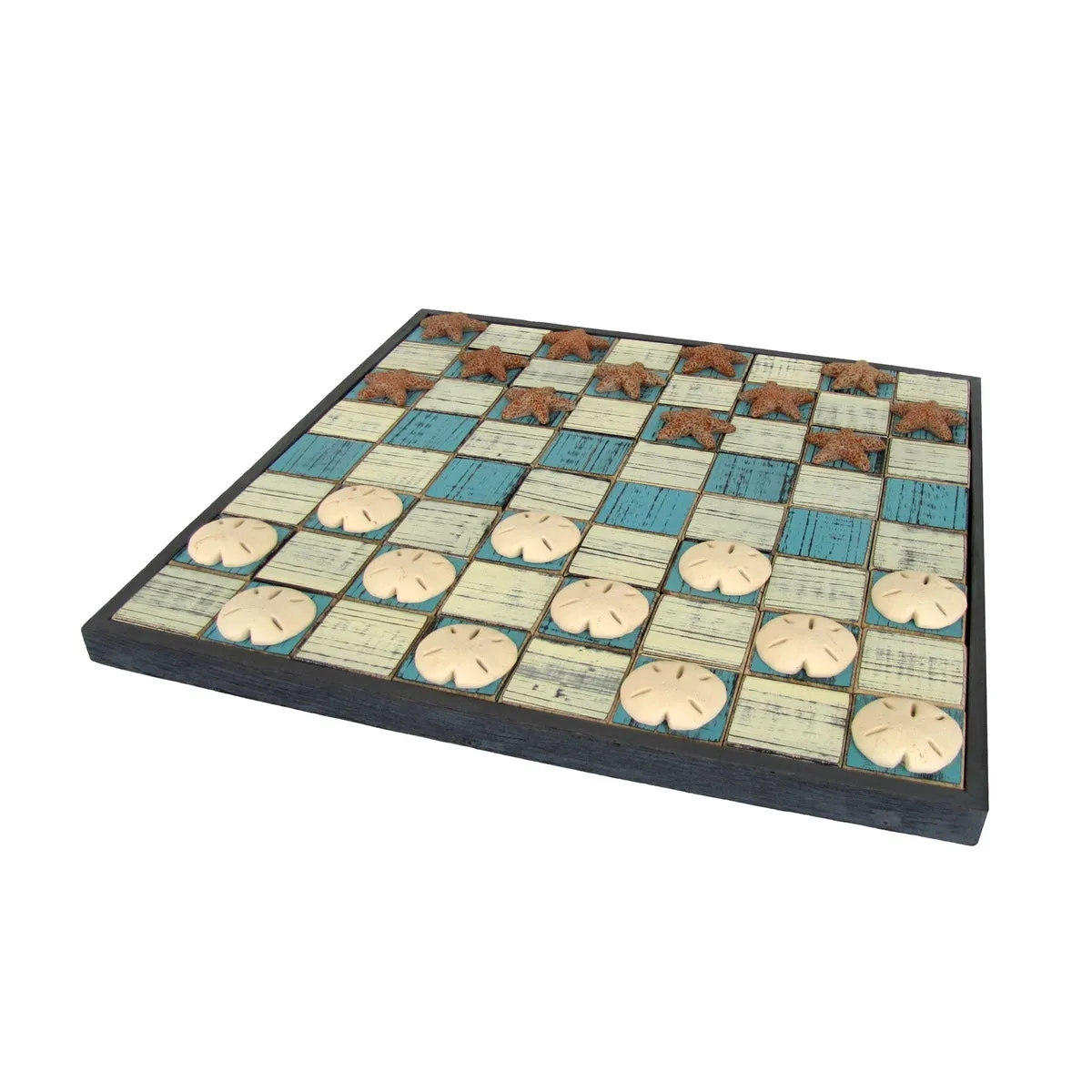 Nautical Wooden Starfish Sea Checkers Board Set