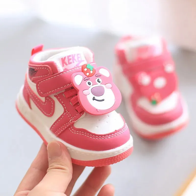 New Baby Girls Sneakers Board Shoes Cartoon Prints Soft Bottom