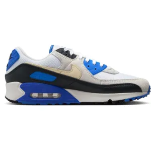 Nike Men's Air Max 90 Premium Shoes - White / Khaki / Racer Blue / Black