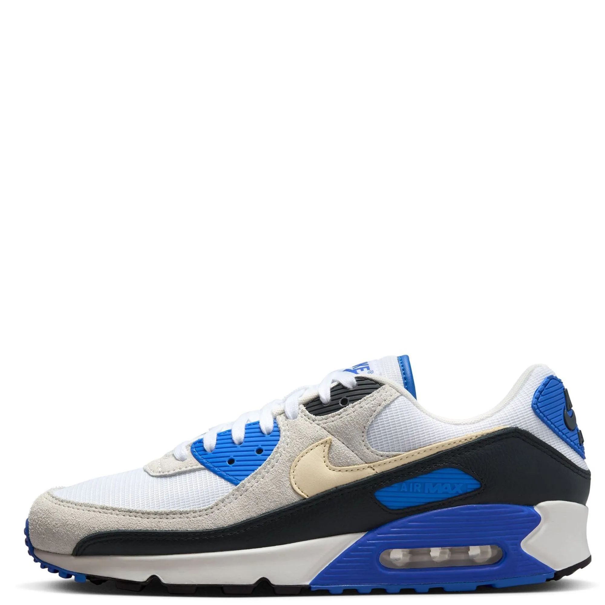 Nike Men's Air Max 90 Premium Shoes - White / Khaki / Racer Blue / Black