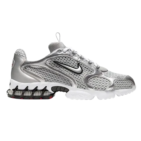 Nike Men's Air Zoom Spiridon Cage 2 Shoes - Light Sandstone / Cardinal Red / Black / Metallic Silver