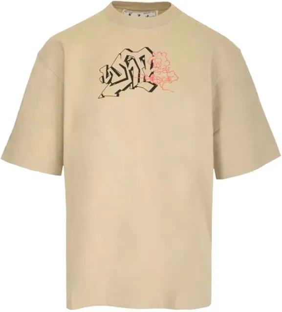 Off-White Graffiti Outline Over Skate S/S Dark Sand Black T-Shirt