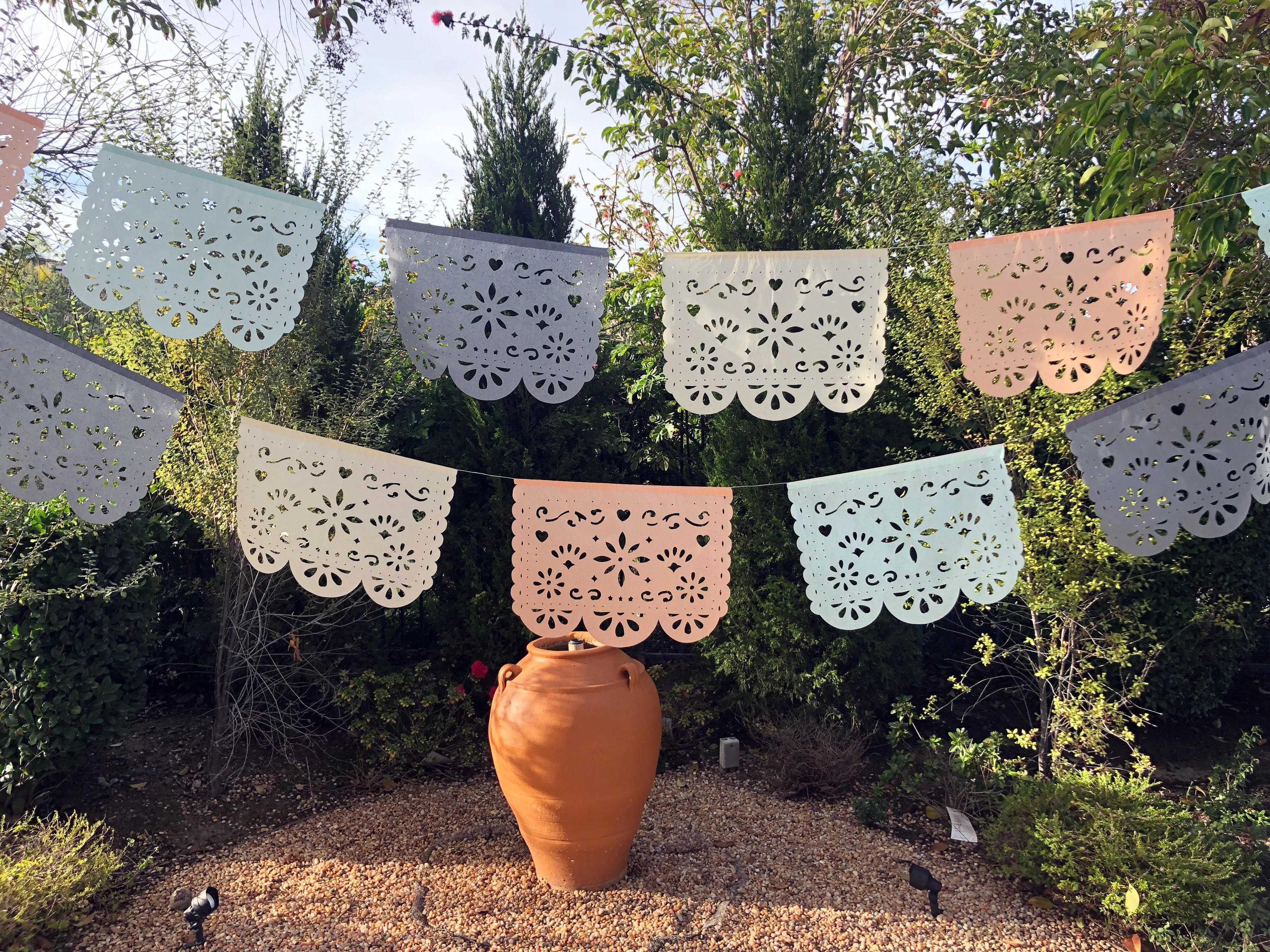 Papel Picado banner - muted pastel colors