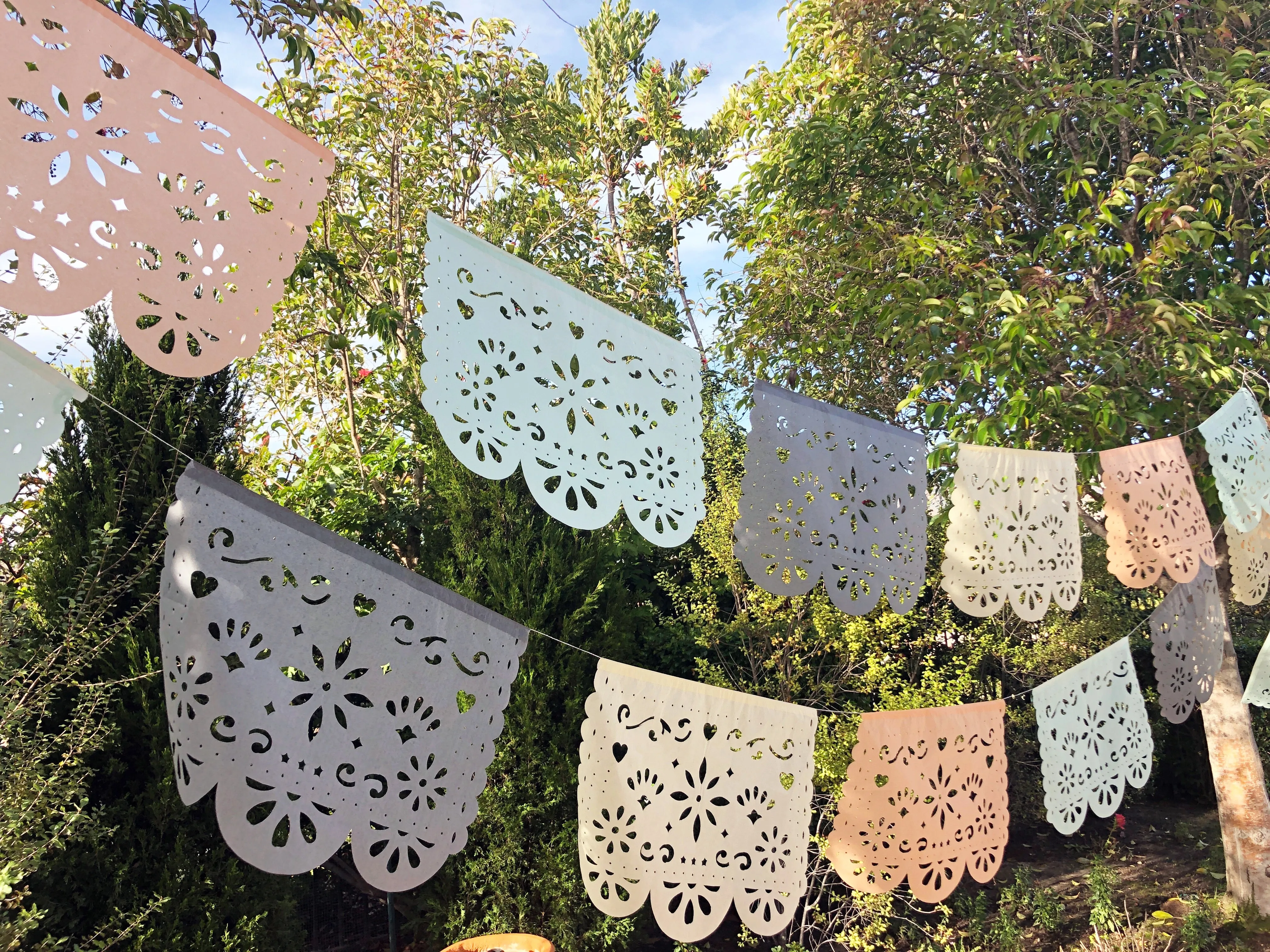 Papel Picado banner - muted pastel colors