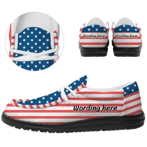 Personalized company gifts, branded client gifts Patriotic Casual Shoe, Canvas Walking Shoes, Oxford Lace-Ups with Print on Demand, 2202-C0601