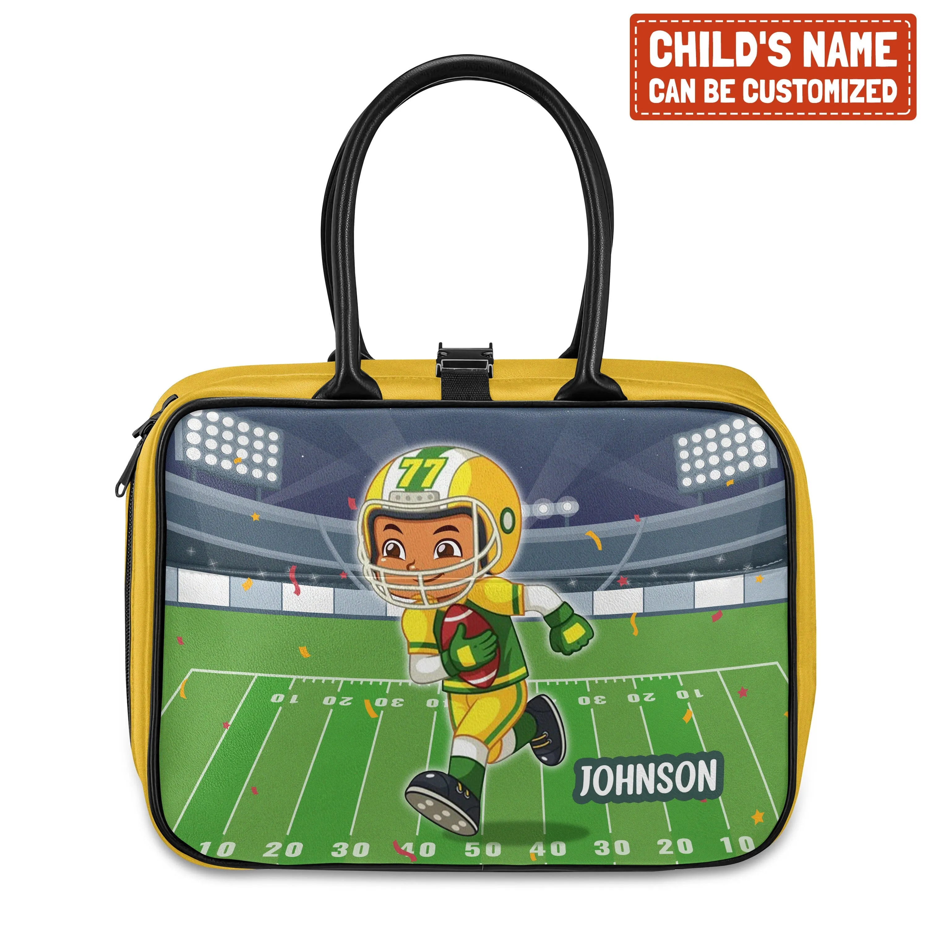 Personalized Little Afro American Football Player Kid Backpack And Lunch Bag Set