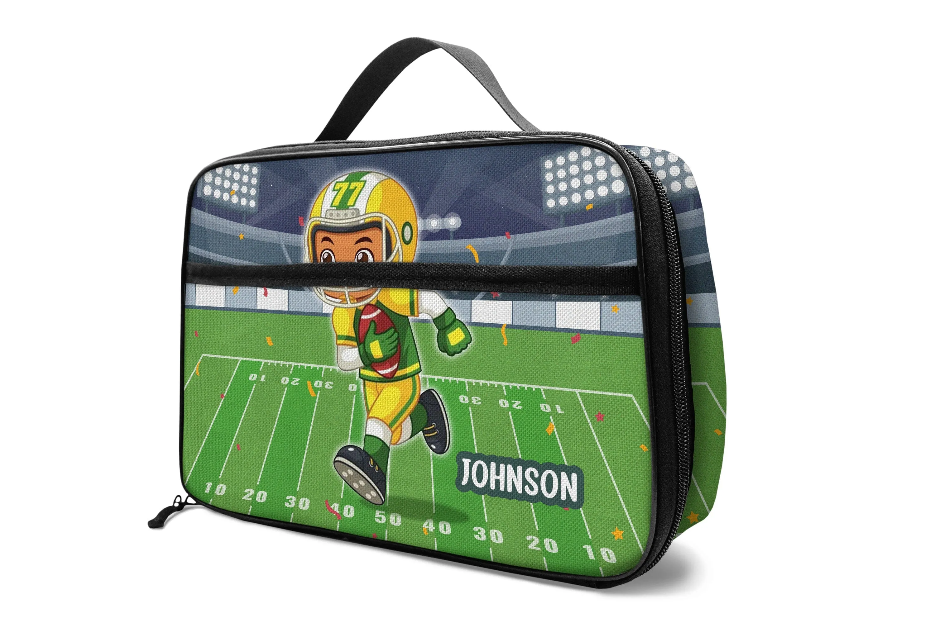 Personalized Little Afro American Football Player Kid Backpack And Lunch Bag Set