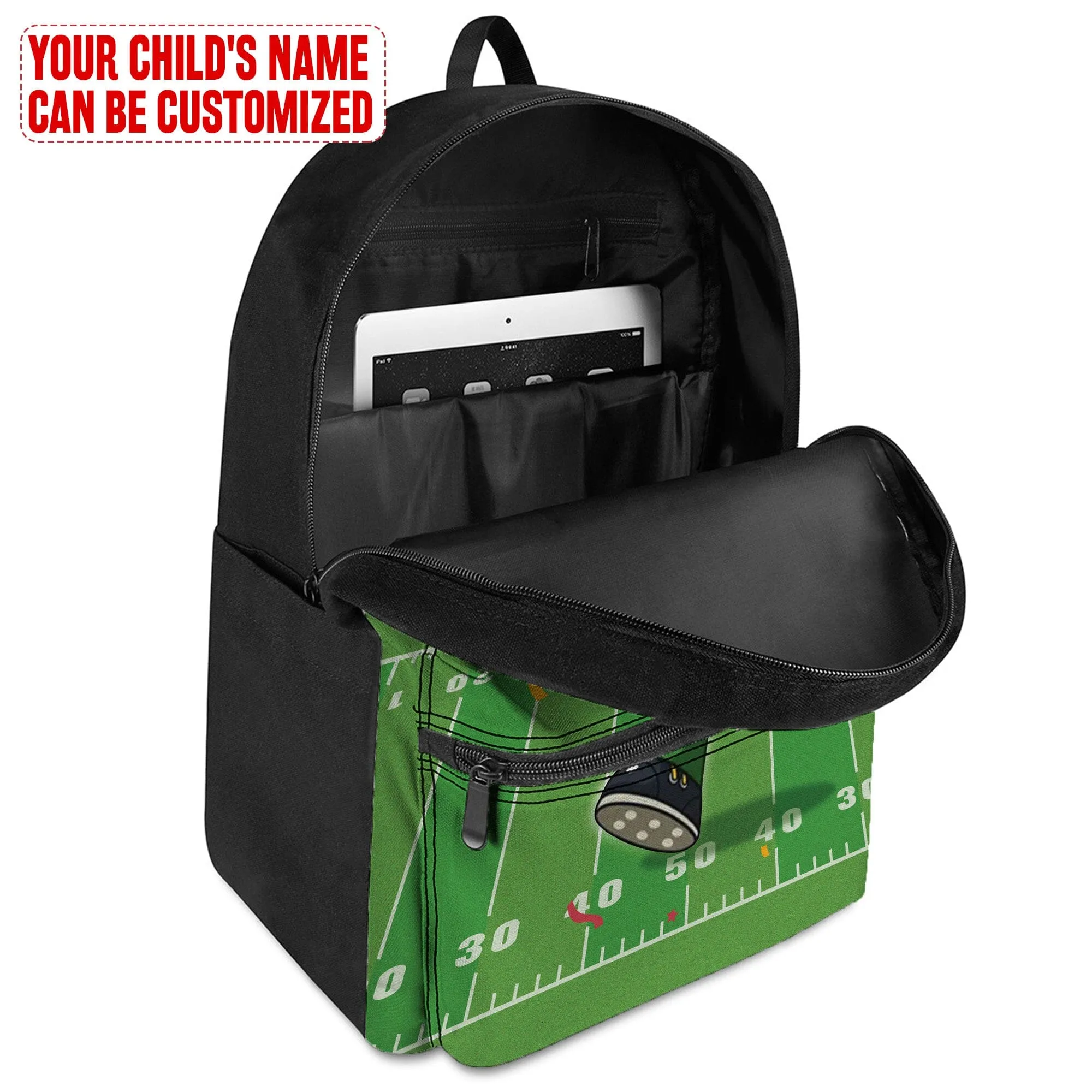 Personalized Little Afro American Football Player Kid Backpack And Lunch Bag Set