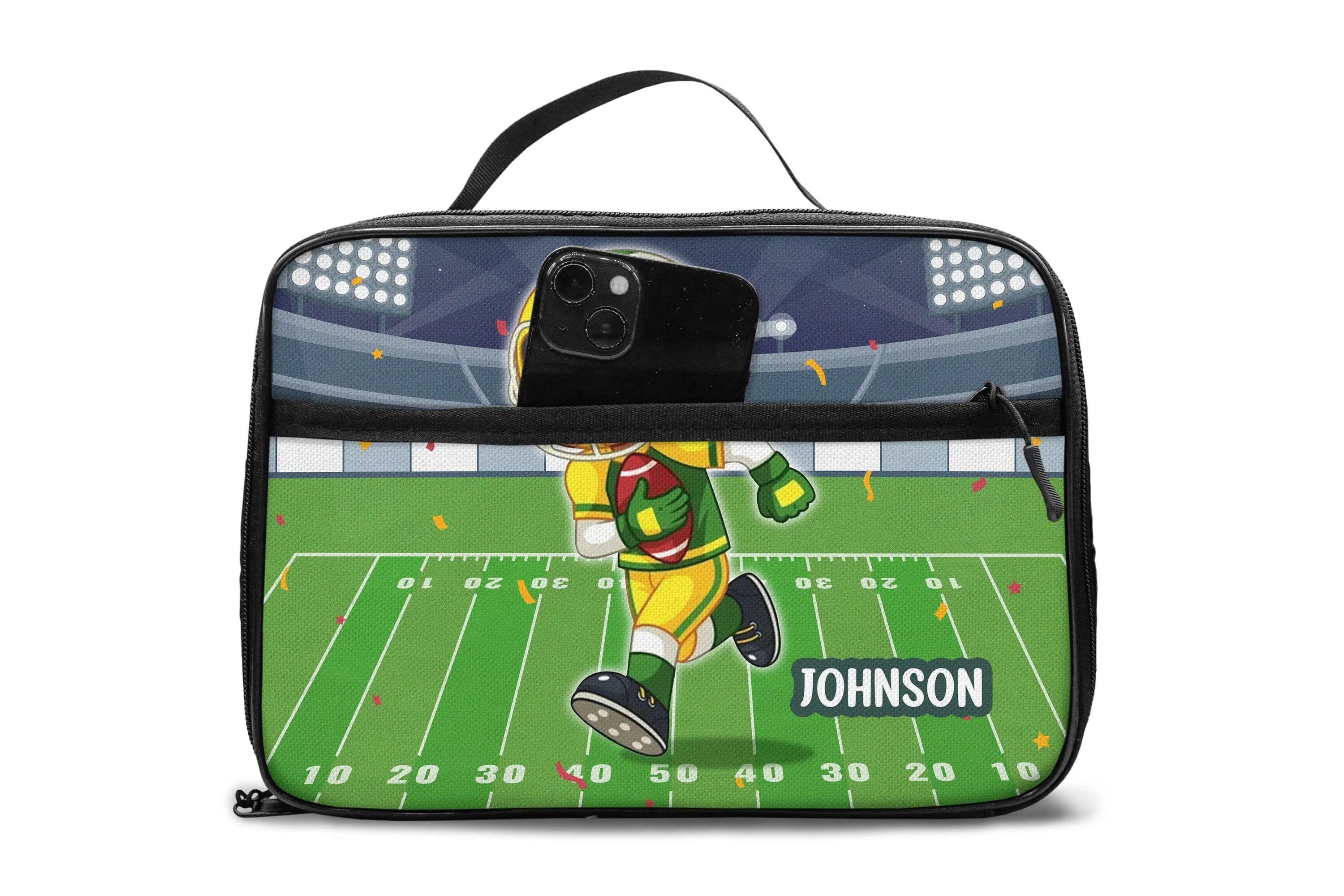 Personalized Little Afro American Football Player Kid Backpack And Lunch Bag Set