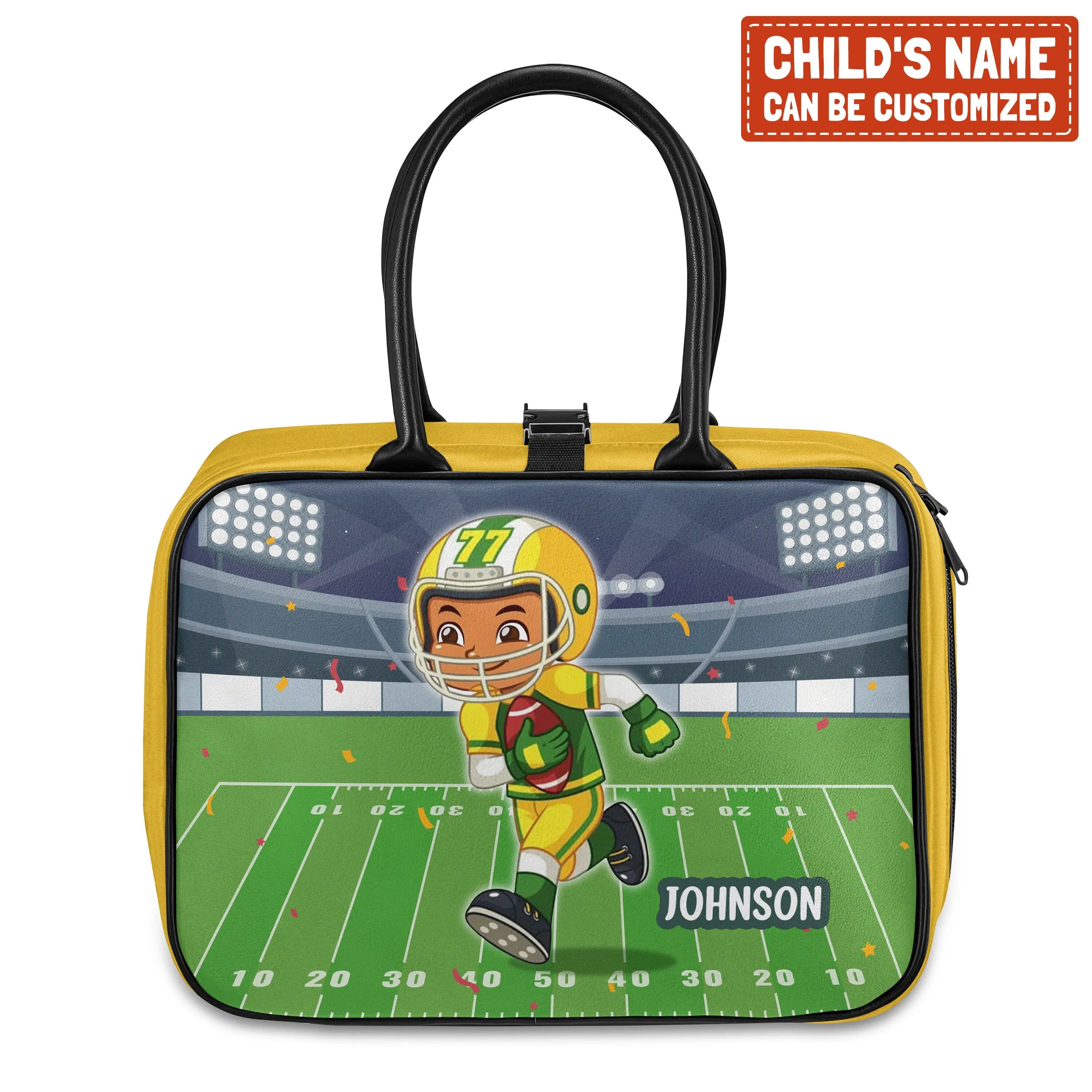 Personalized Little Afro American Football Player Kid Backpack And Lunch Bag Set