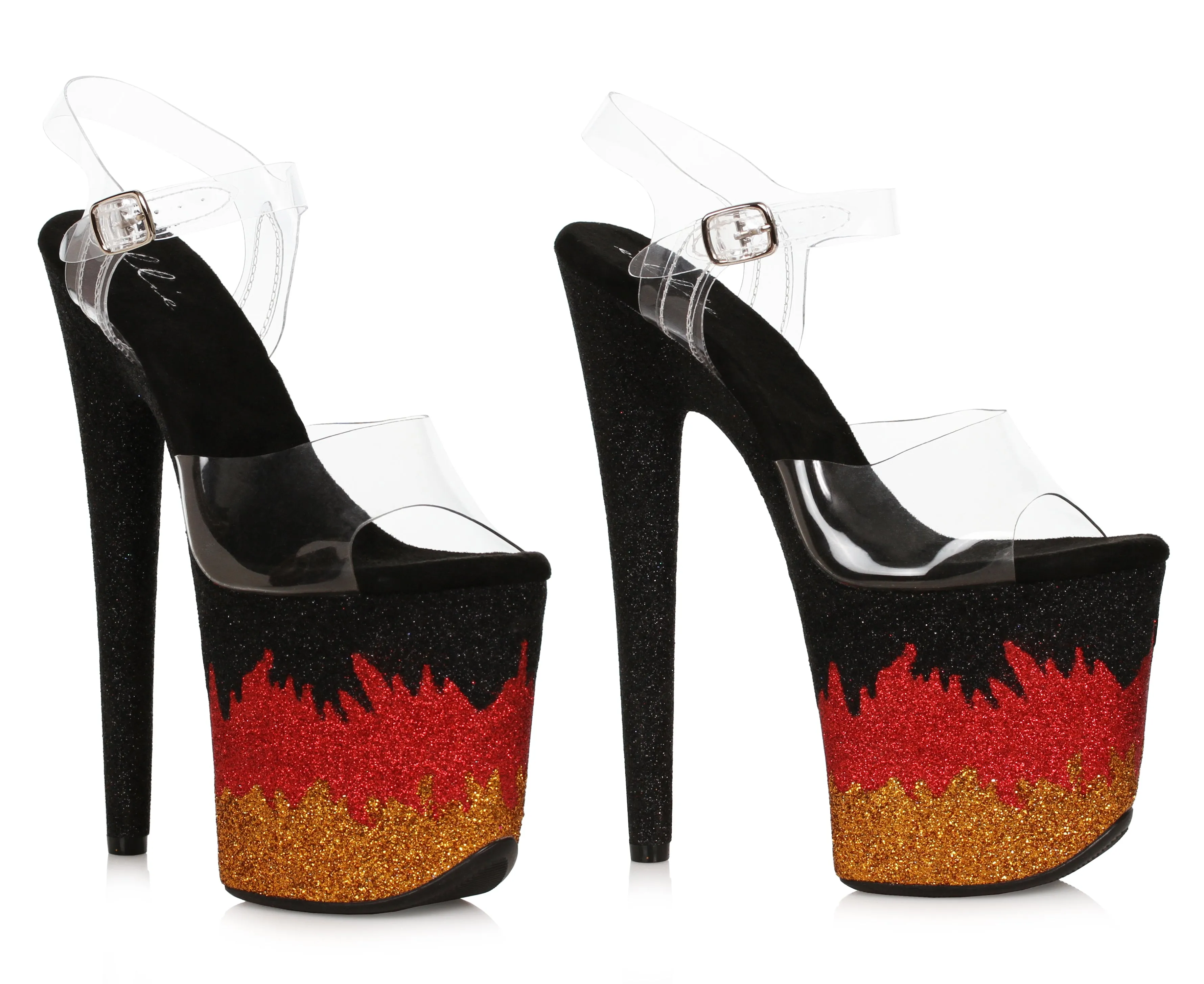 Phoenix-850 Glitter Flame 8" Platform Sandals