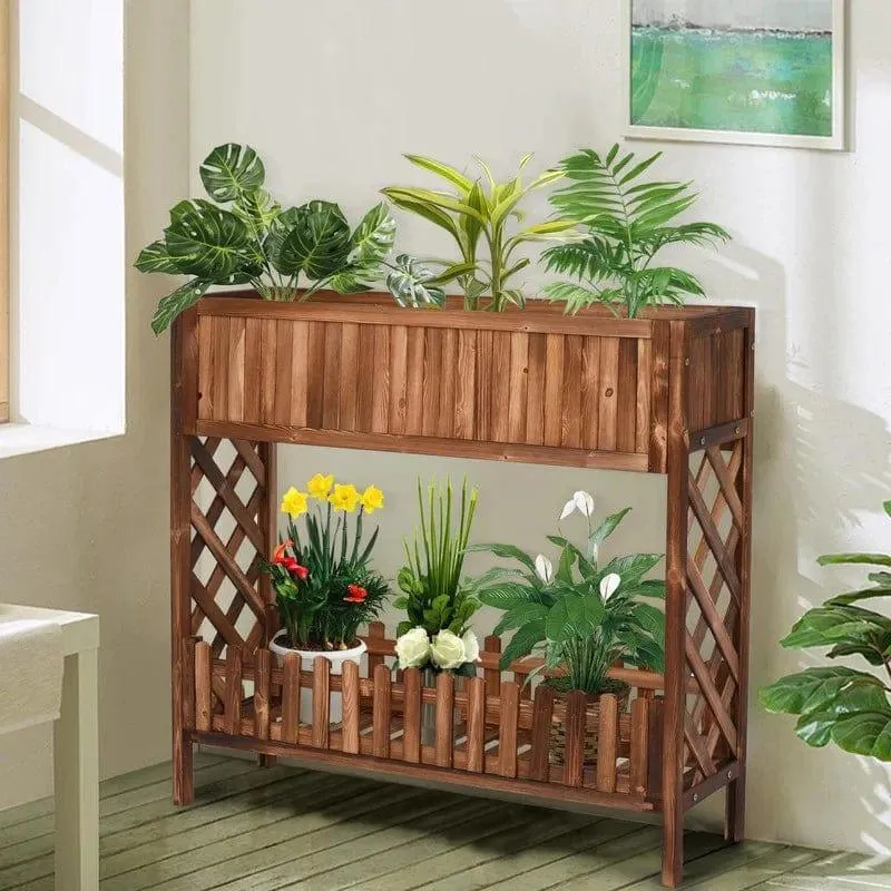 Plant Stand: Rectangular Multi-Tiered Bamboo Plant Stand