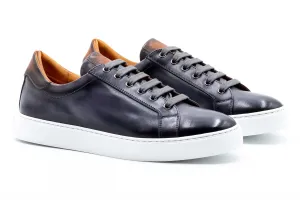 Positano Italian Saddle Leather Sneakers - Fumo