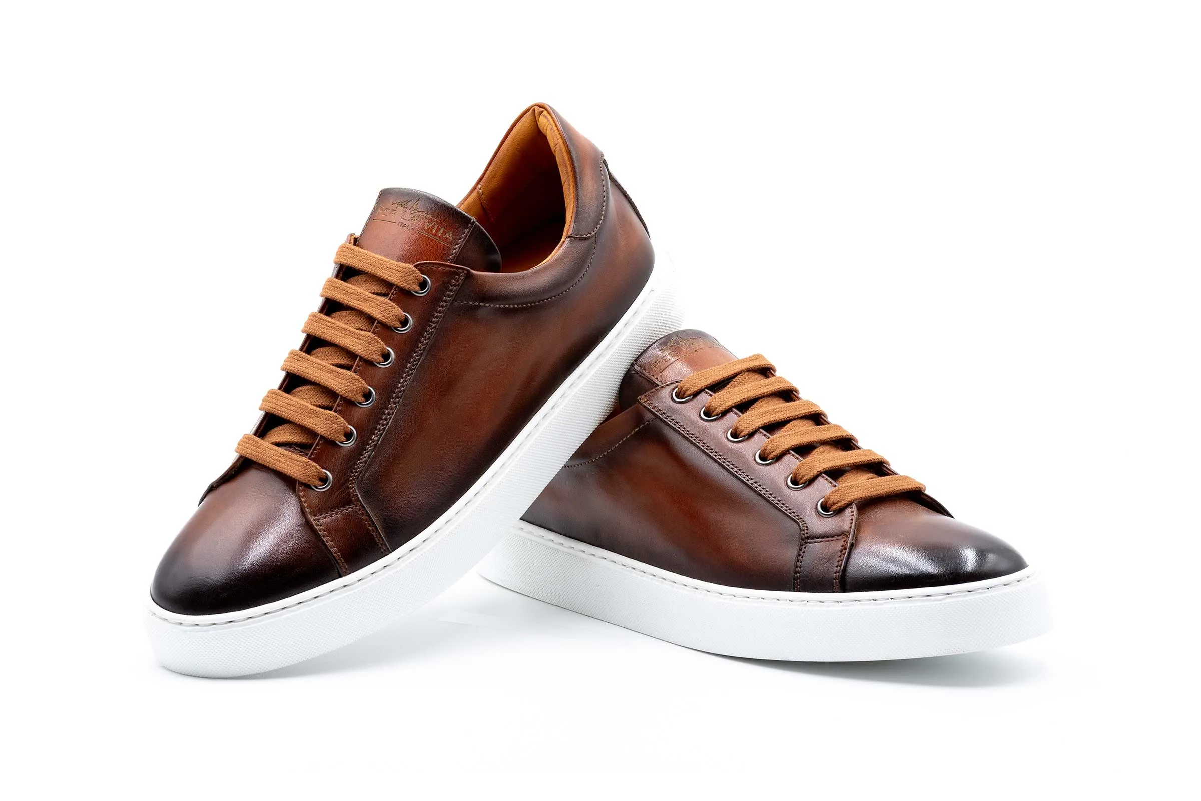 Positano Italian Saddle Leather Sneakers - Whisky