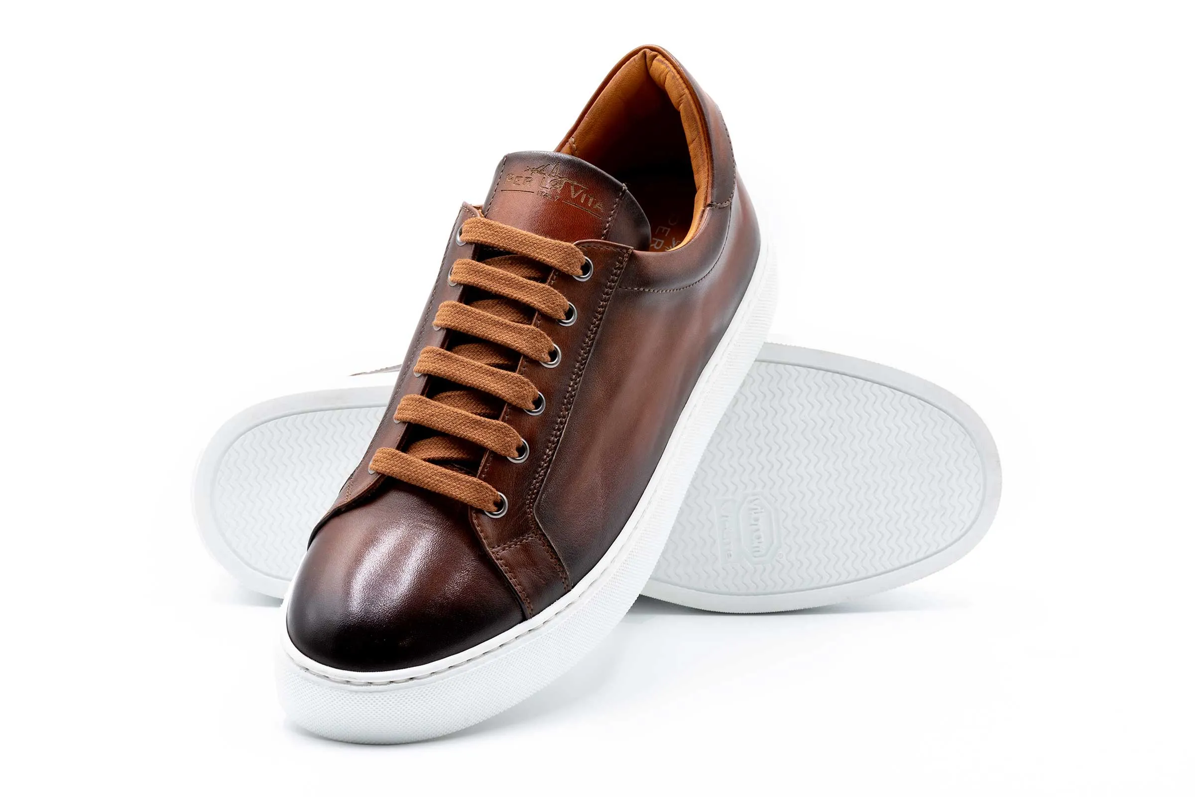 Positano Italian Saddle Leather Sneakers - Whisky