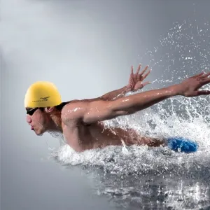 Pure Color Style Elastic Silicone Swimming Cap / Swimming Hat, SC302(Yellow)