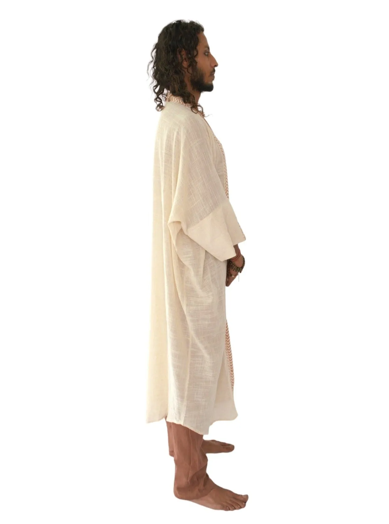 Raw Cotton Cream Long Kimono