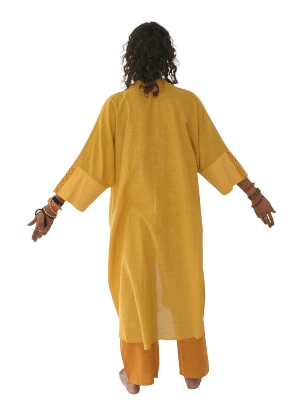 Raw Cotton Turmeric Long Kimono