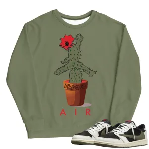 Retro 1 Low Travis Scott Olive Air Cactus Sweatshirt