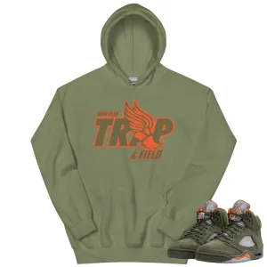 Retro 5 Olive/Solar Orange "Trap" Hoodie