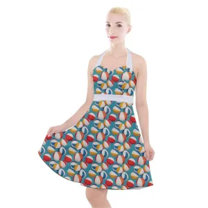 Retro Beach Balls Halter Party Swing Dress