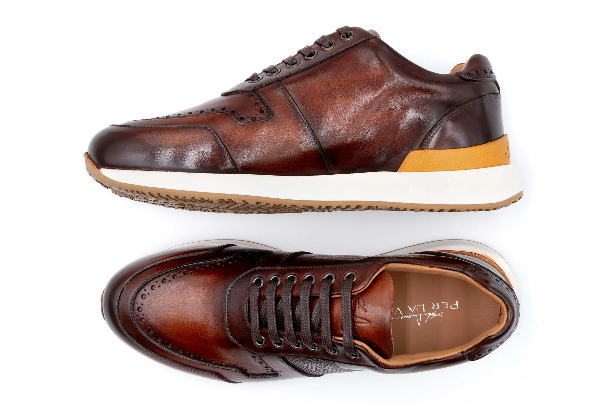 Salerno Italian Calf Leather Sneakers - Cuoio