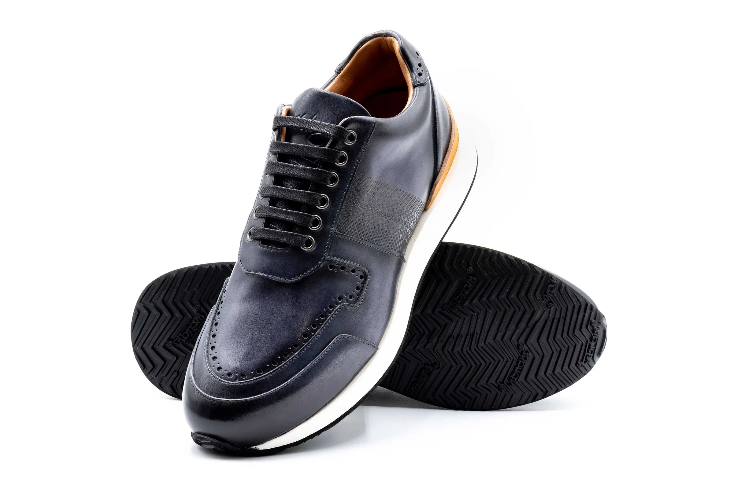 Salerno Italian Calf Leather Sneakers - Fumo