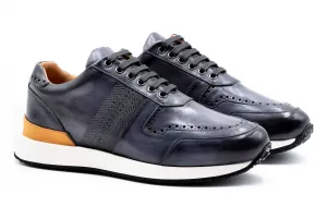 Salerno Italian Calf Leather Sneakers - Fumo