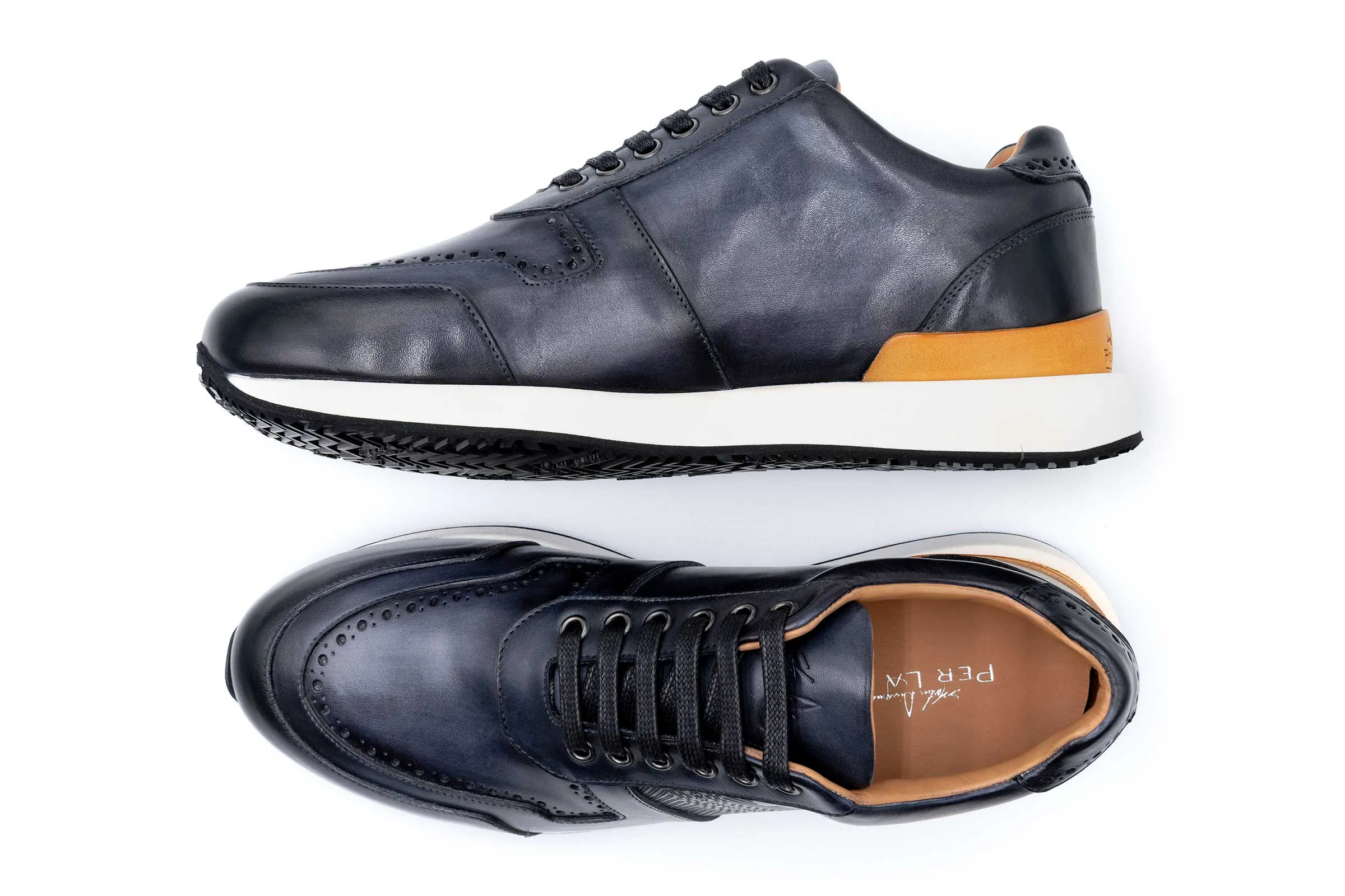 Salerno Italian Calf Leather Sneakers - Fumo