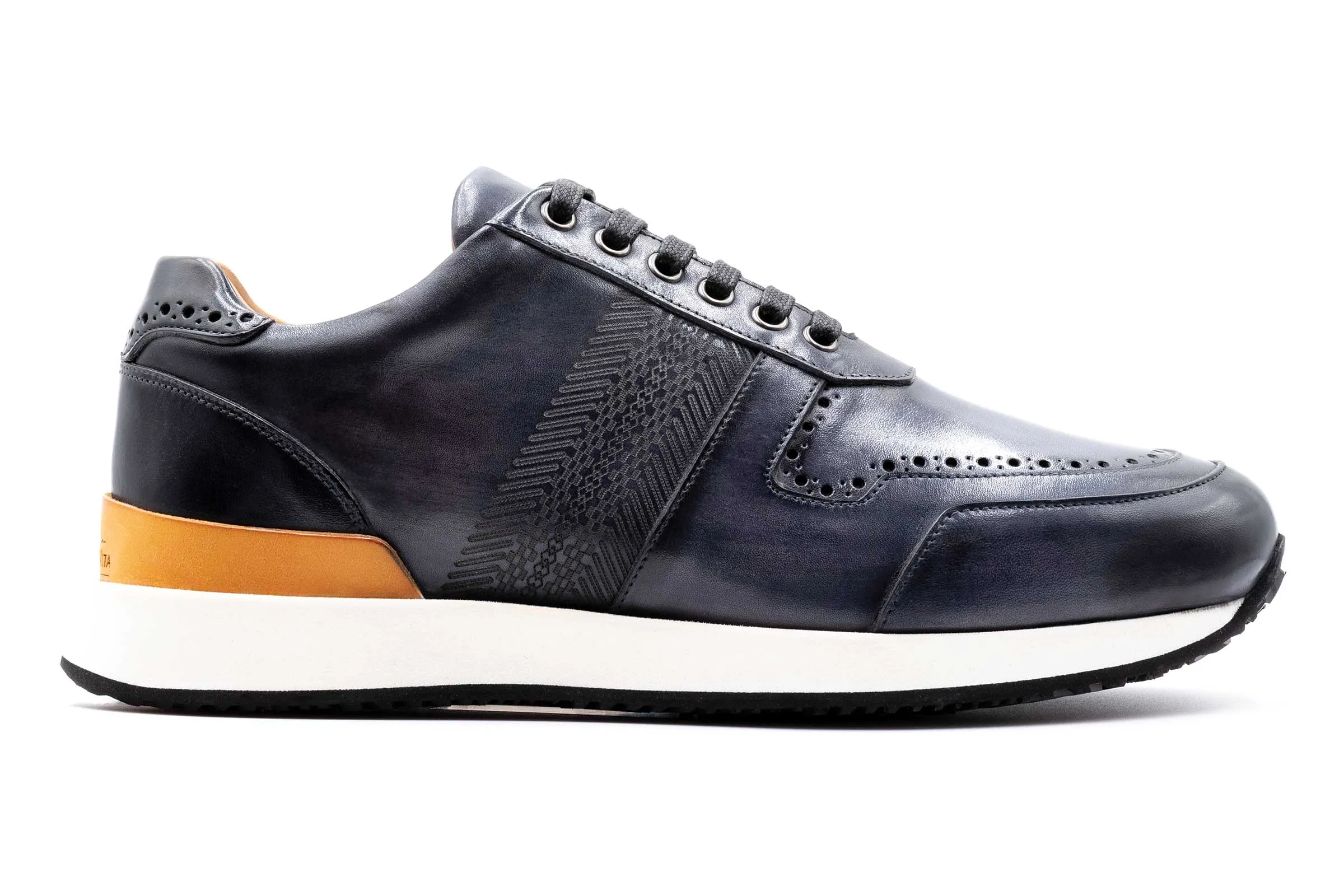 Salerno Italian Calf Leather Sneakers - Fumo