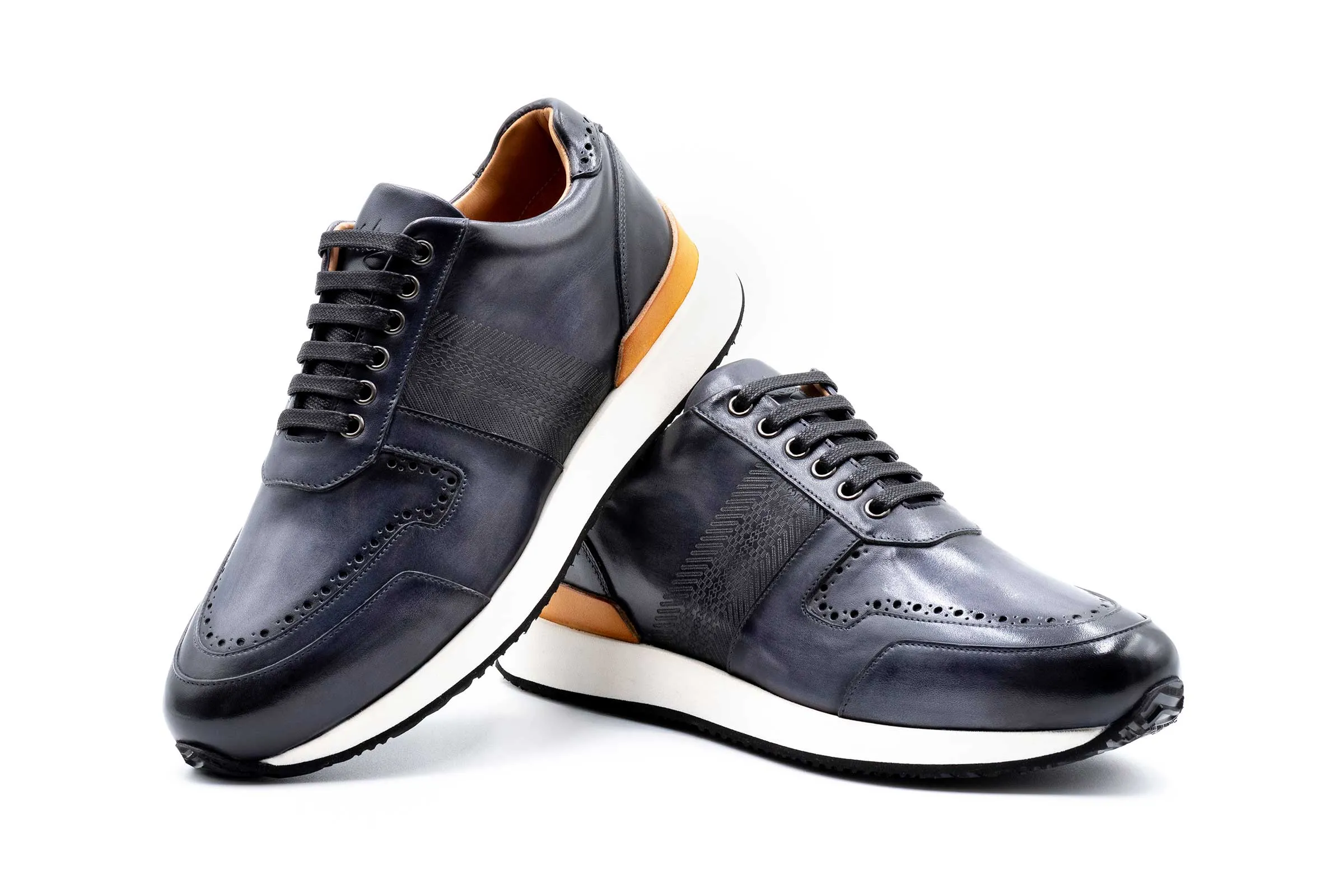 Salerno Italian Calf Leather Sneakers - Fumo