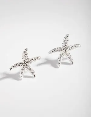 Silver Starfish Stud Earrings