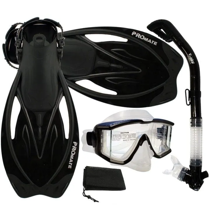 Snorkeling Scuba Dive Snorkel Purge Edgeless Mask Fins Gear Set - SCS0012