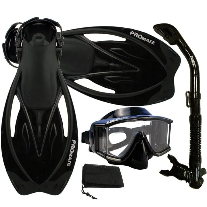 Snorkeling Scuba Dive Snorkel Purge Edgeless Mask Fins Gear Set - SCS0012