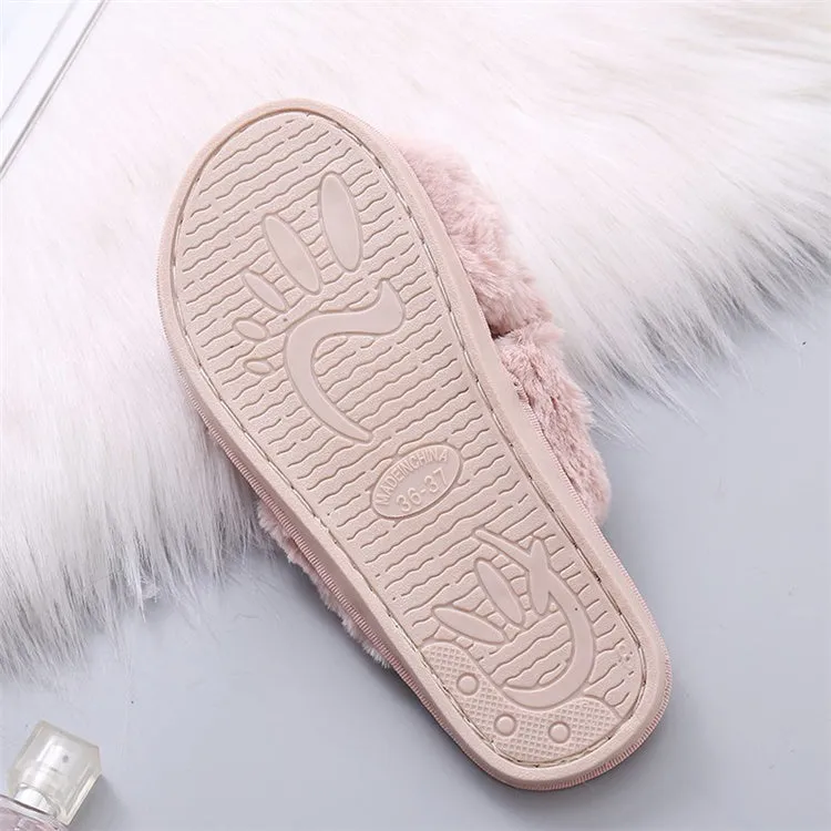 Soft Fluffy Cozy Faux Fur Slippers - Jennyhome