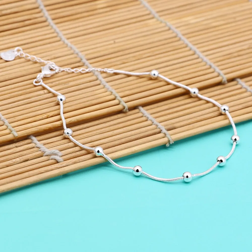 Stylemein - Ankle Chain | White Beads Anklets