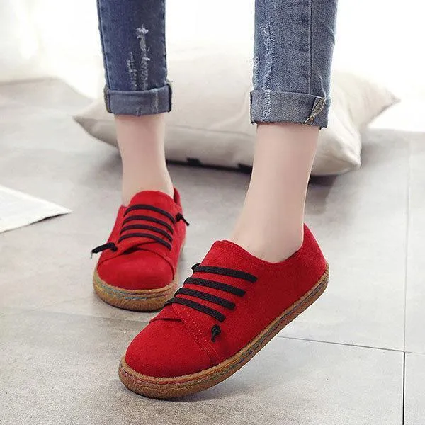 Suede Slip On Soft Loafers Lazy Casual Flat Shoes For Women